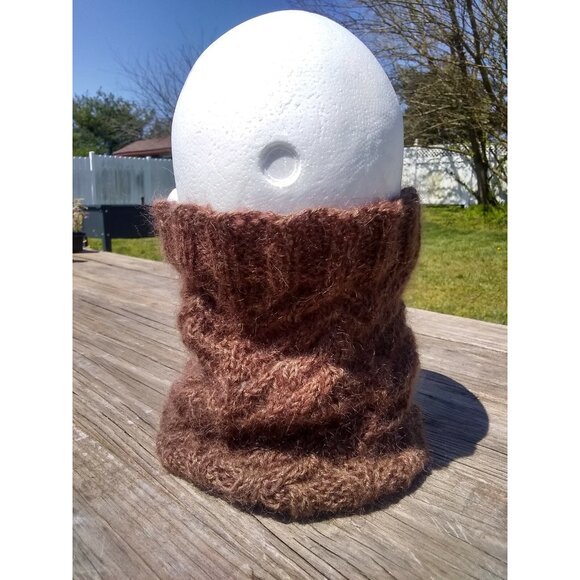 Handmade Womens Alpaca Loop Scarf Dickey Cowl Knit Neckwarmer Brown Gold Glitter - Picture 5 of 10